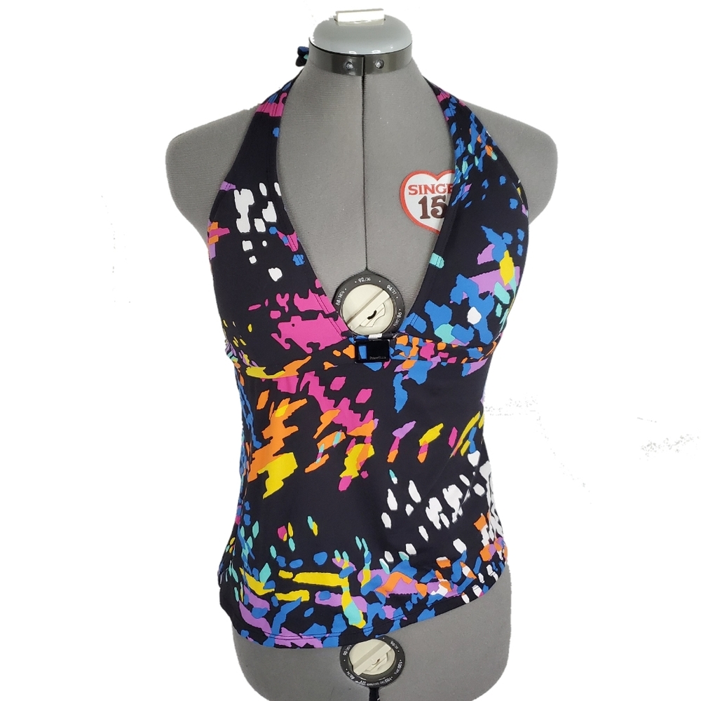 Perry Ellis Padded Tankini Halter Size: Small